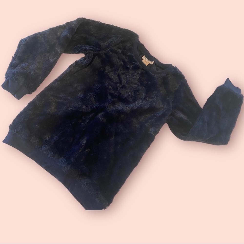 Girls Juicy Couture Dark Blue Soft Faux Fur Long Sleeve Sweater